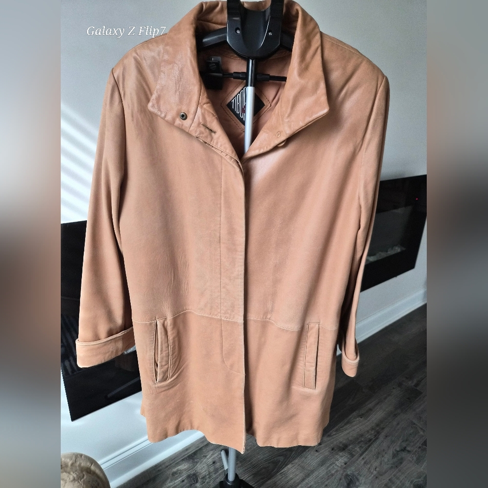 Tiboa Leathers Vintage Camel Genuine Leather Jacket - Size 14